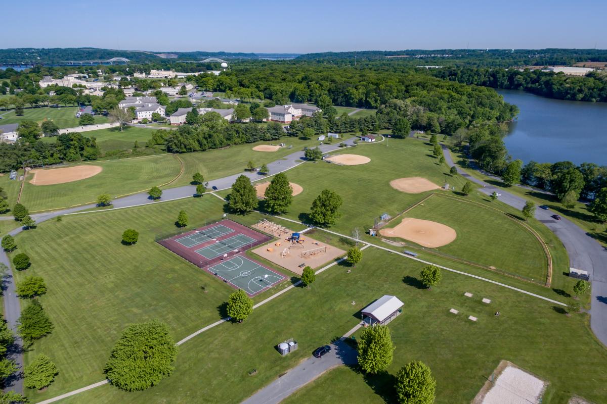 Perryville Community Park amenities - tennis and basketball courts, playground, ball fields and more